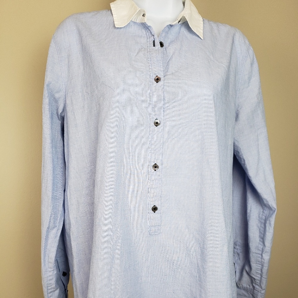 J.Crew Sundowner Tunic Medium top light blue white